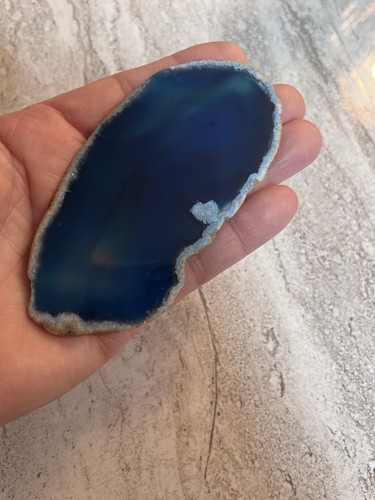 Blue agate slice geode - agate,